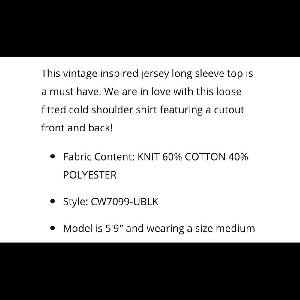 Chaser Cold Shoulder top - Picture 5 of 8